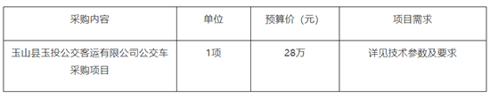 28萬元，玉山縣公交車采購項(xiàng)目(圖1)